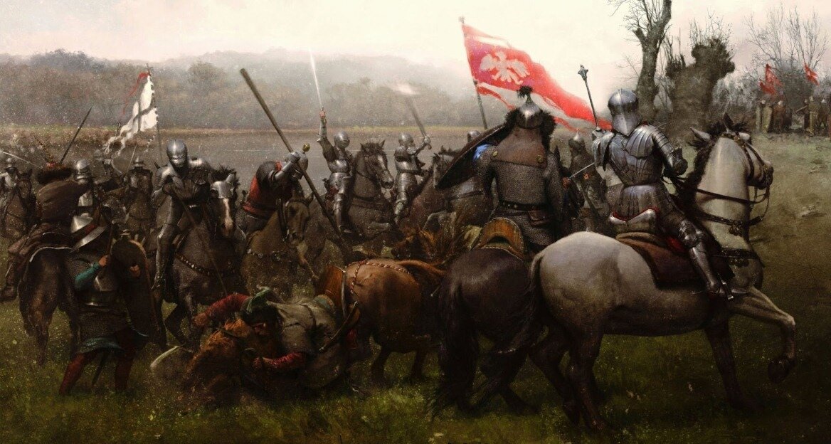 Картина "Battle of Świecino", художника Jose Daniel Cabrera Peña. Изображен эпизод битвы при Свецино, произошедшей 17 сентября 1462 года во время Тринадцатилетней войны между армиями Тевтонского ордена и Польского королевства.