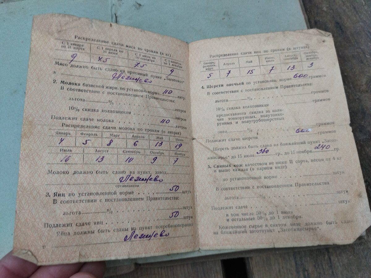 Обязательство на поставку государству в 1955 году мяса, молока, яиц, шерсти, кожевенного сырья и картофеля