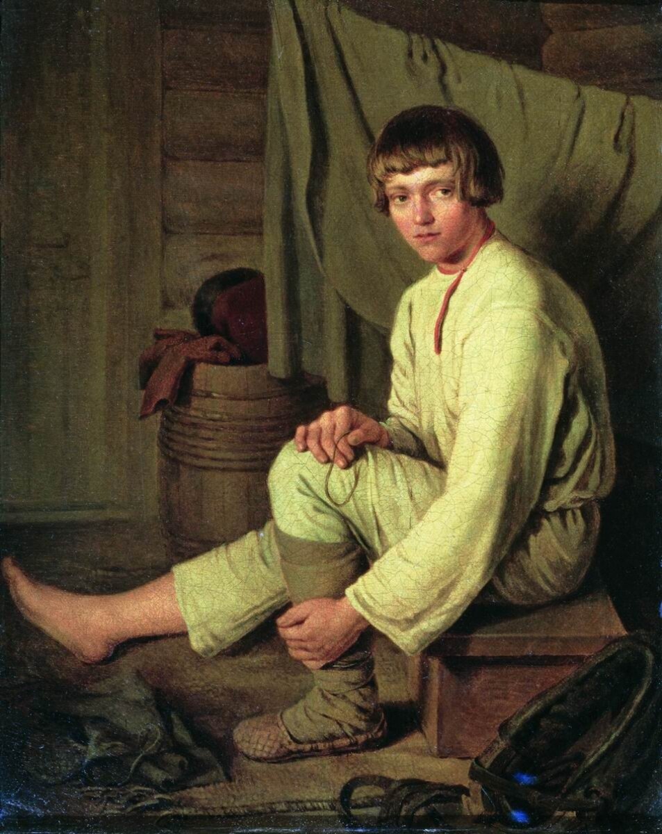 Юноша царь и дочь крестьянина. Капитон Алексеевич Зеленцов (1790-1845). Художник Зеленцов капитон Алексеевич. Капитон Зеленцов мальчик крестьянин надевающий лапти. Венецианов гумно.