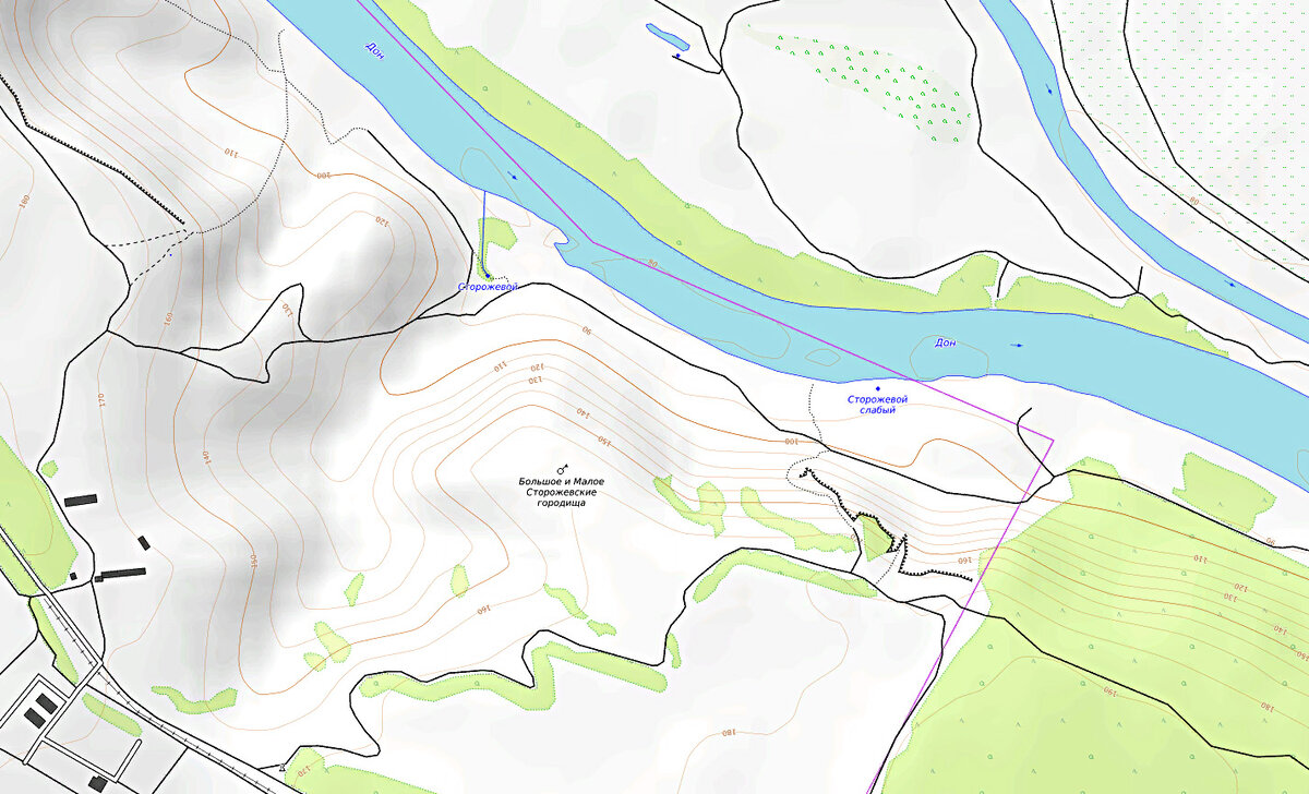Сторожевое на карте. Легенда карты OPENTOPOMAP. Bestmaps.ru