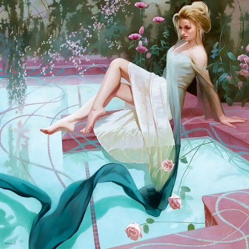 Художник рисует женщину картина