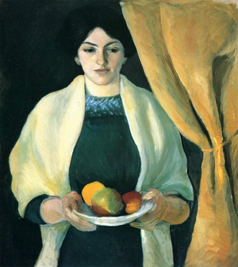 Август Маке. "Портрет с яблоками". 1909 г.