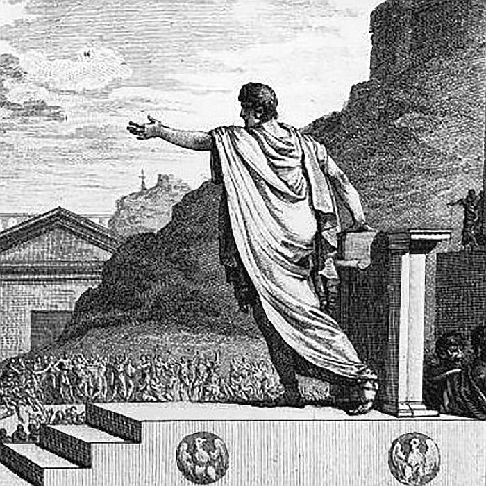 Народный трибун Гай Гракх  выступает перед сторонниками в Древнем Риме