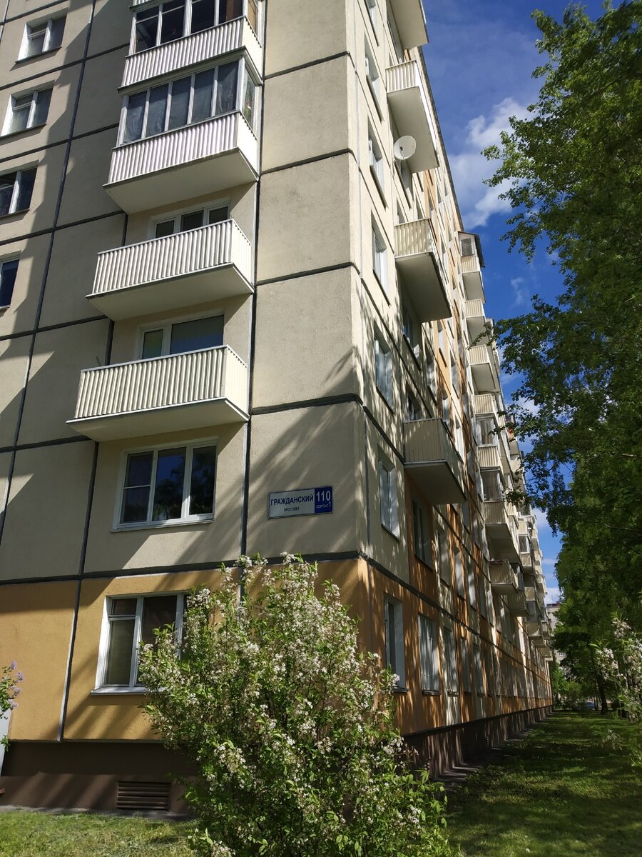 Южная и Восточная сторона дома 110к1 по Гражданскому проспекту