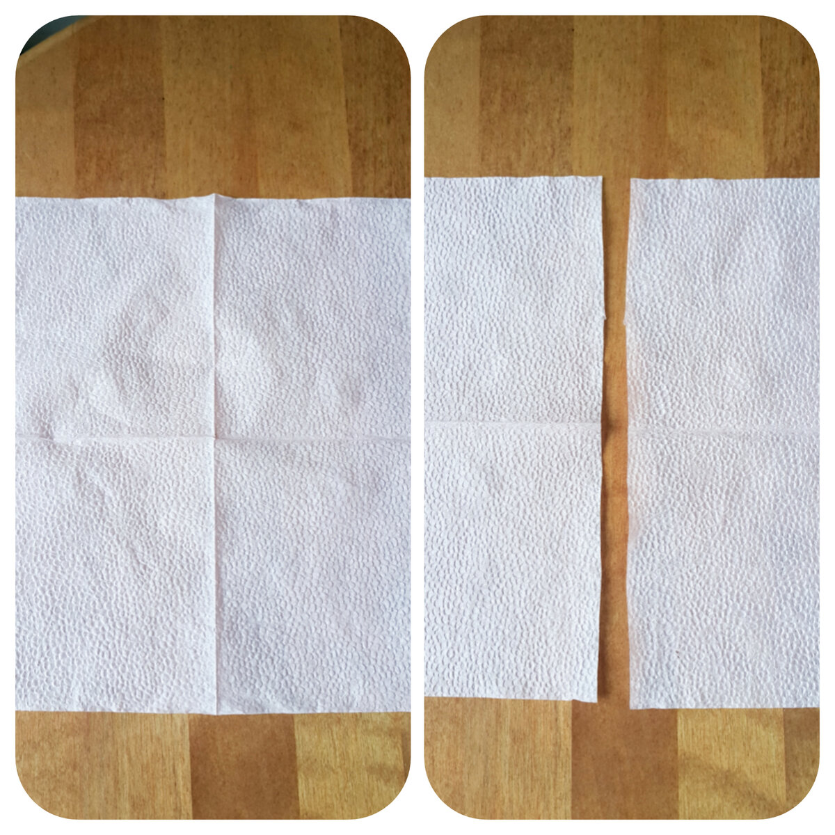 Разрезаем салфетку на две половины