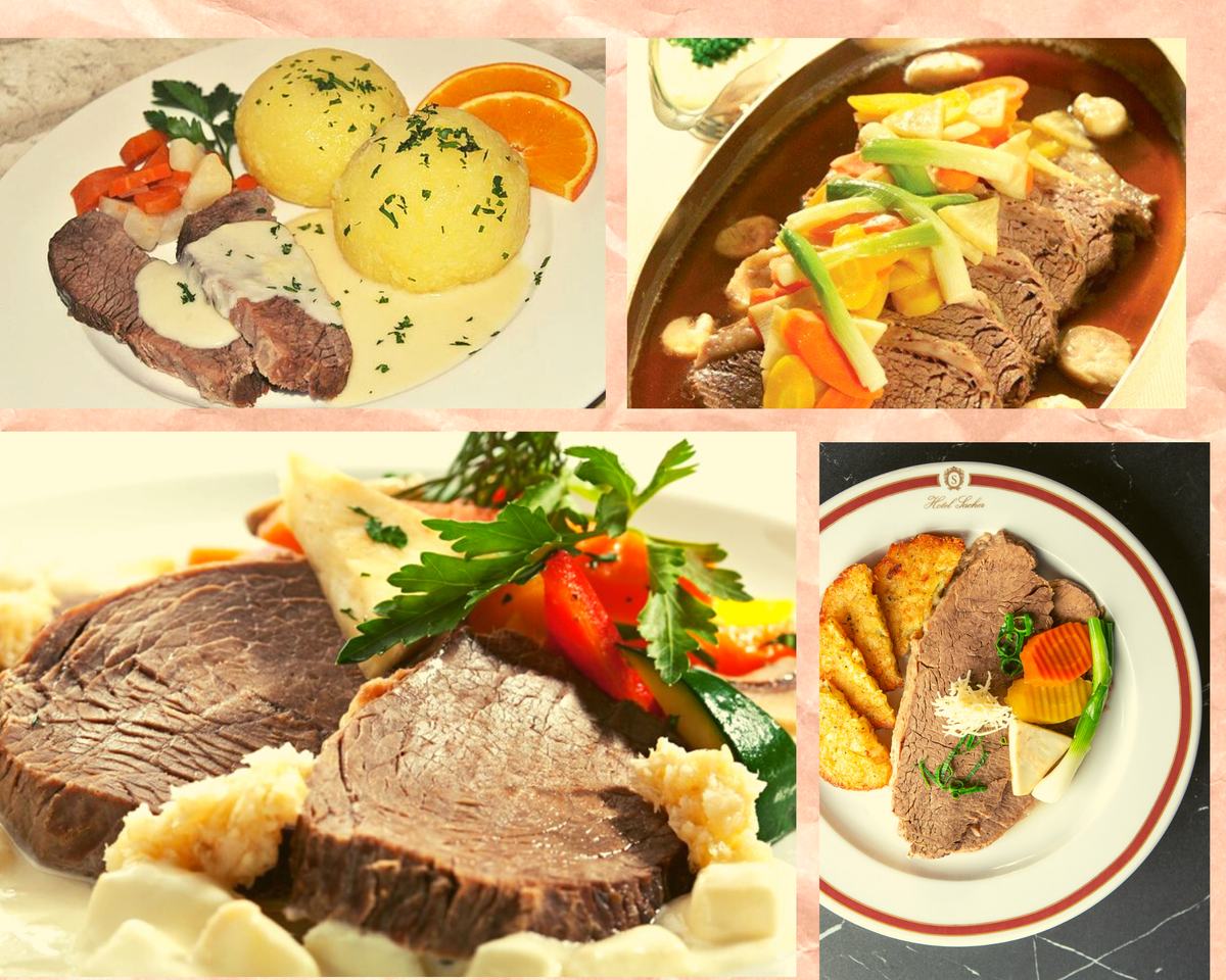 Тафельшпиц - мясные блюда. Коллаж автора.