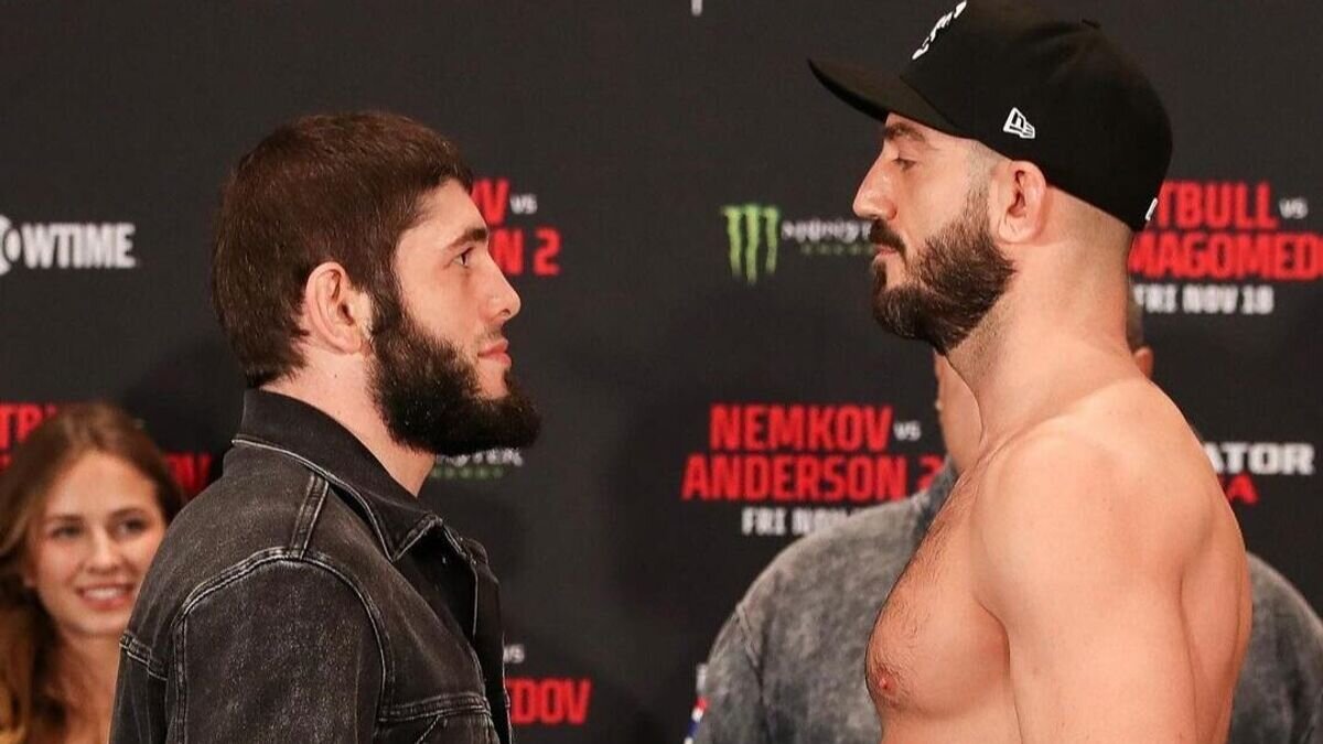    Битва взглядов перед боем Имамшафи Алиев — Шон Коннор Фаллон© Bellator MMA