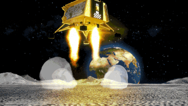    Садящийся на Луну «Чандраян-3» в представлении художника / © ISRO