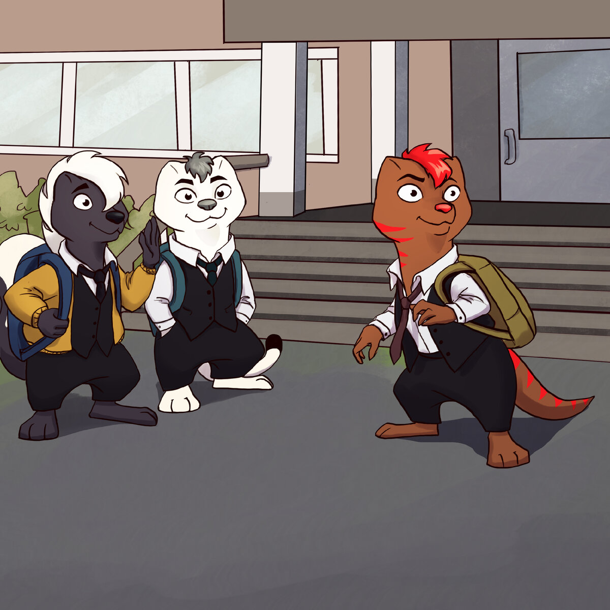 мангуст Манго, горностай Грей и скунс Стинки 