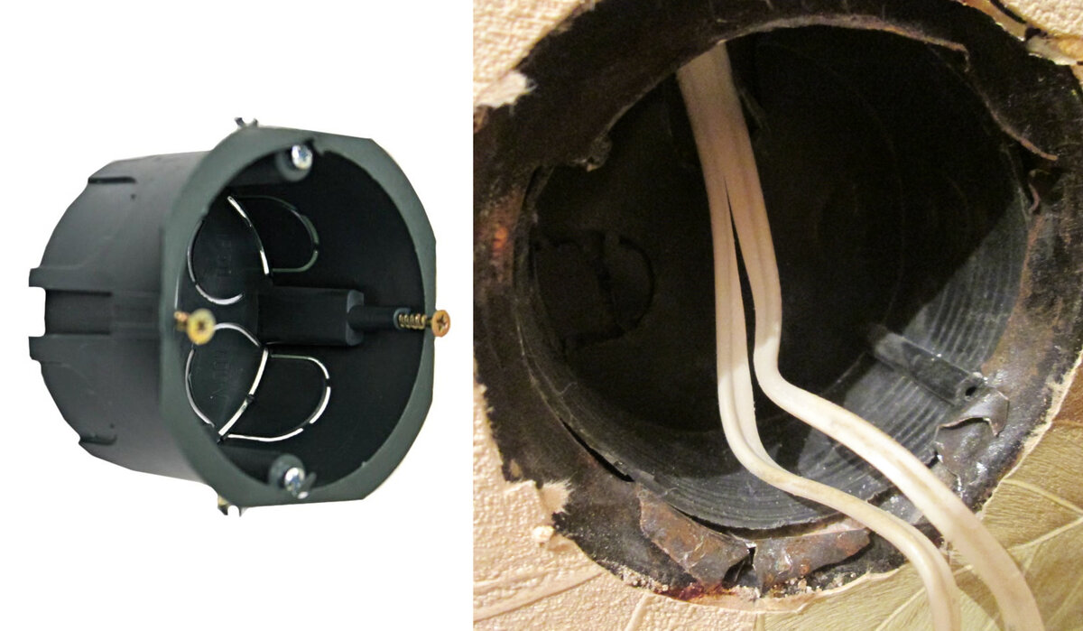 Фото 2а,б. На снивин пвх-подрозетник, вмонтированный в металлический.