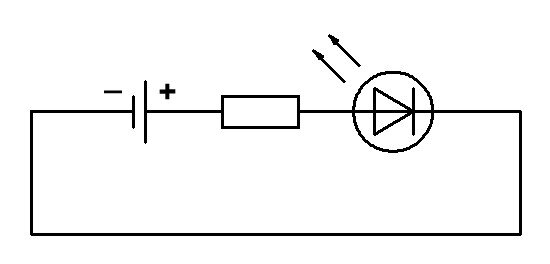На схеме мы видим, что светодиод соединяется с резистором последовательно.