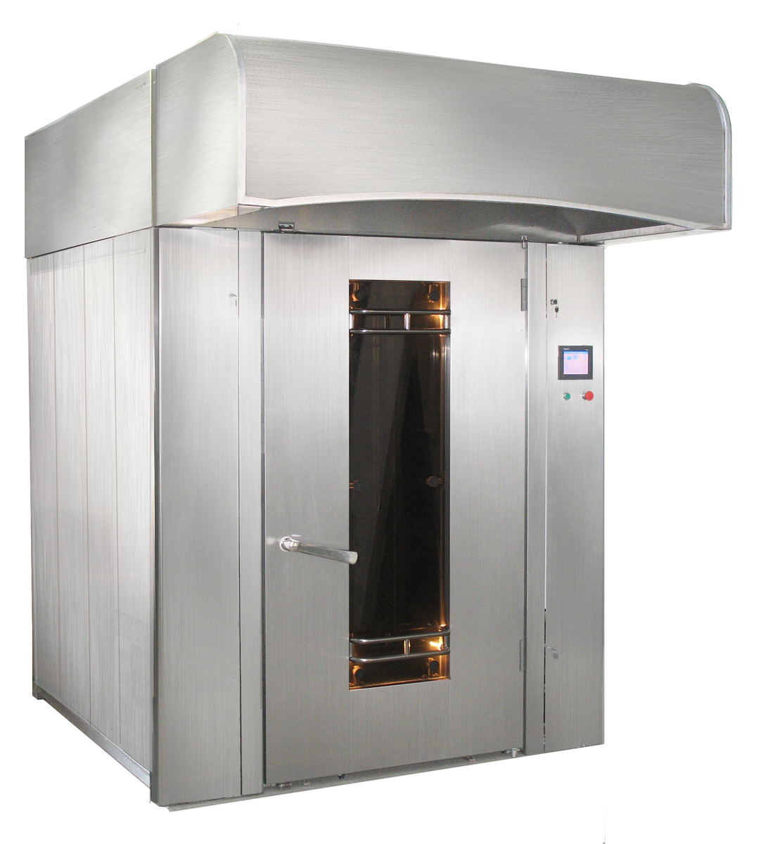 Печь предназначена для выпечки широкого ассортимента хлебо¬булочных изделий (подовый хлеб, формовой хлеб, батоны различных сортов), также возможна выпечка кондитерских изделий (булочки, пряники, печенье, изделия из слоеного теста и другие). Преимущества:
- печь оснащена системой пароувлажнения каскадного типа, что позволяет получить качественный продукт с безупречным внешним видом;
- вентилятор рециркуляции типа «беличье колесо» создает равномерный по всей ширине пекарной камеры тепловой поток. Установка устройства плавного пуска включения вентилятора приводит к уменьшению пусковых токов и не допускает перегрев двигателя, что увеличивает надежность оборудования;
- в конструкцию печи встроены специальные аккумуляторы тепла, позволяющие экономить до 20% энергоресурсов;
- благодаря применению современных изоляционных материалов значительно повысился уровень теплоизоляции печи;
- при аналогичной производительности в сравнении с другими ротационными печами имеет уменьшенные габаритные размеры (тепловой блок расположен над пекарной камерой);
- смотровое окно с двойным стеклом;
- замкнутый контур уплотнения расположен по периметру проема двери;
- уникальная система фиксации тележки;
- поузловая поставка печи (по желанию клиента);
- комплектующие ведущих импортных производителей (SKF, ShneiderElektric, Siemens);
- релейное или сенсорное управление;
МОДЕЛЬ	ПР-150Г
Производительность, кг/час
по батону 0,4 кг	244
по хлебу 0,8 кг	250
Габаритные размеры поддонов, мм
длина × ширина	1062×750
Количество направляющих на тележку
по батону 0,4 кг	255 (17)
по хлебу 0,8 кг	240 (10)
Габаритные размеры, мм
длина ×ширина ×высота	1800×1870 ×2480
Масса печи, кг	1750
Расход *
Расход воды, л/ч	23
Рабочее давление газа, кПа	2,0-4,5
используемого топлива, газа,  м3/ч	8-10,0
Установленная мощность, кВт
На газовом топливе	3
