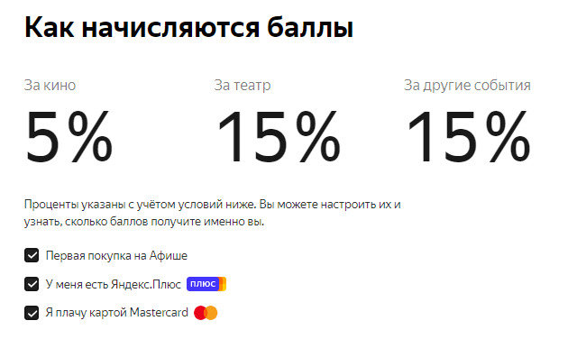 Покупка билетов через сервис Яндекс.Афиша