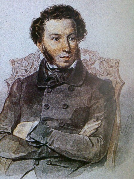 П. Ф. Соколов. Портрет А. С. Пушкина. 1830 - е годы... Акварель.