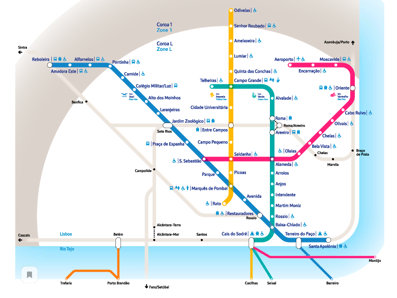 Схема метро Лиссабона