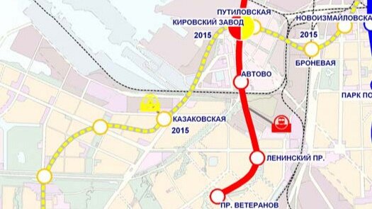 Станции метро путиловская и юго западная на схеме метро