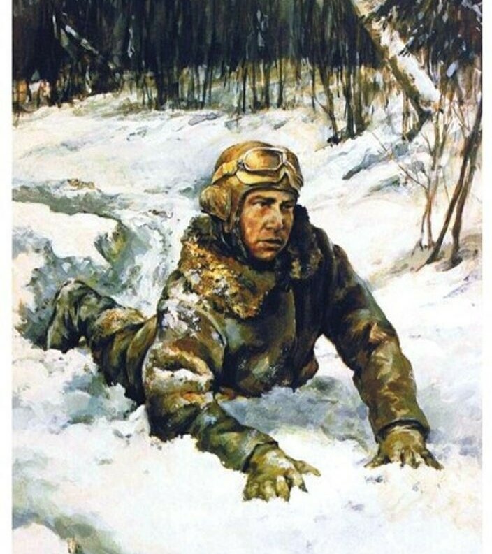 Это летчик на икону смотрит.