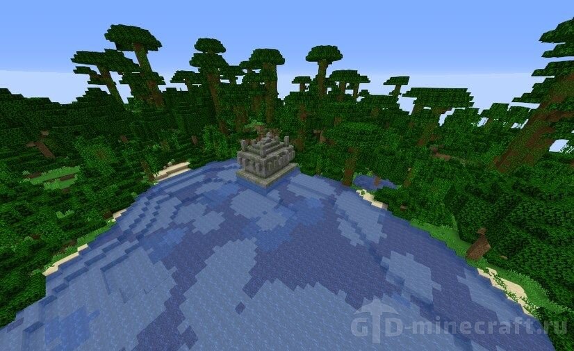 Этот сид генерирует красивую местность, ты начнешь игру рядом с джунглями и горами. Ты быстро обнаружишь большие бамбуковые заросли с пандами. Кроме того, рядом с точкой спавна посреди джунглей можно найти небольшое озеро и храм. Отличное место для начала интересного выживания.