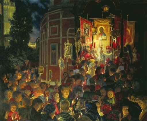 Молебен на Пасху. Константин Маковский. 1888.