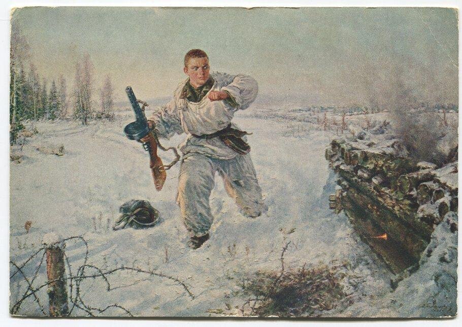 Подвиг Александра Матросова. Художник В.Е. Памфилов.