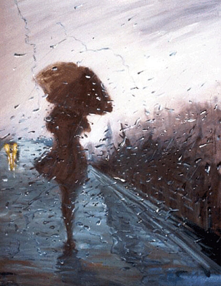 Женщина уходит в дождь