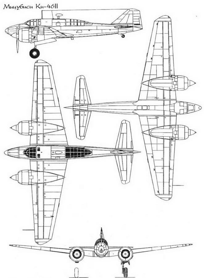 Схема разведывательного самолета Мицубиси Ки-46.