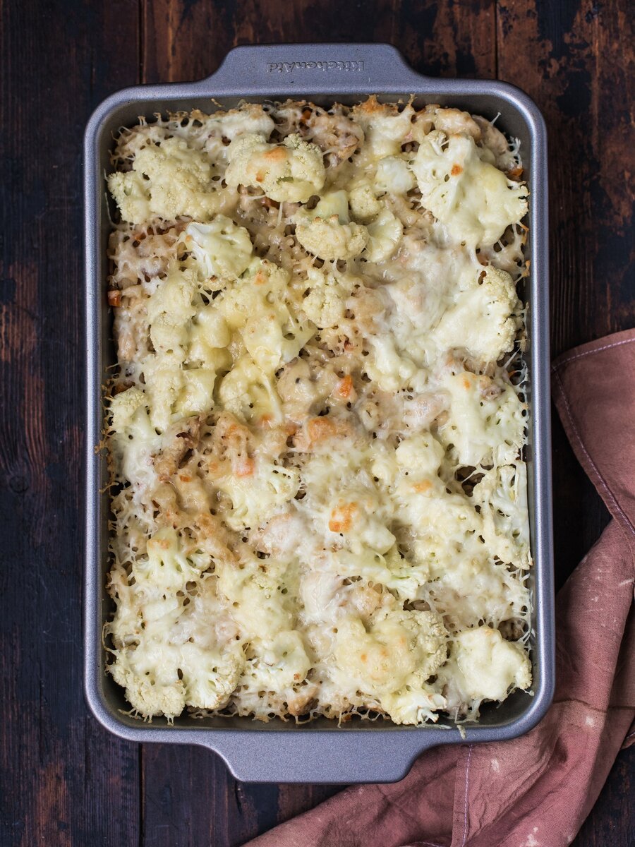 рисовая запеканка с курицей и цветной капустой