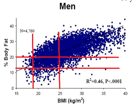 процент жира и ИМТ у мужчин США