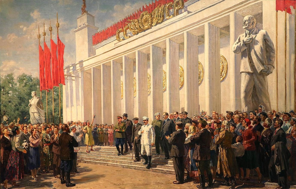 Советское национальное строительство. Герасимов а.м. главный павильон ВСХВ. Социалистический реализм Сталин.