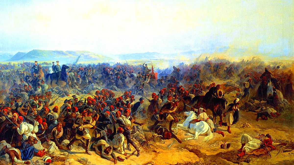 Ф. И. Байков (1818—1890). «Сражение при селении Кюрюк-Дара в окрестностях крепости Карс 24 июля 1854 года». 1854.