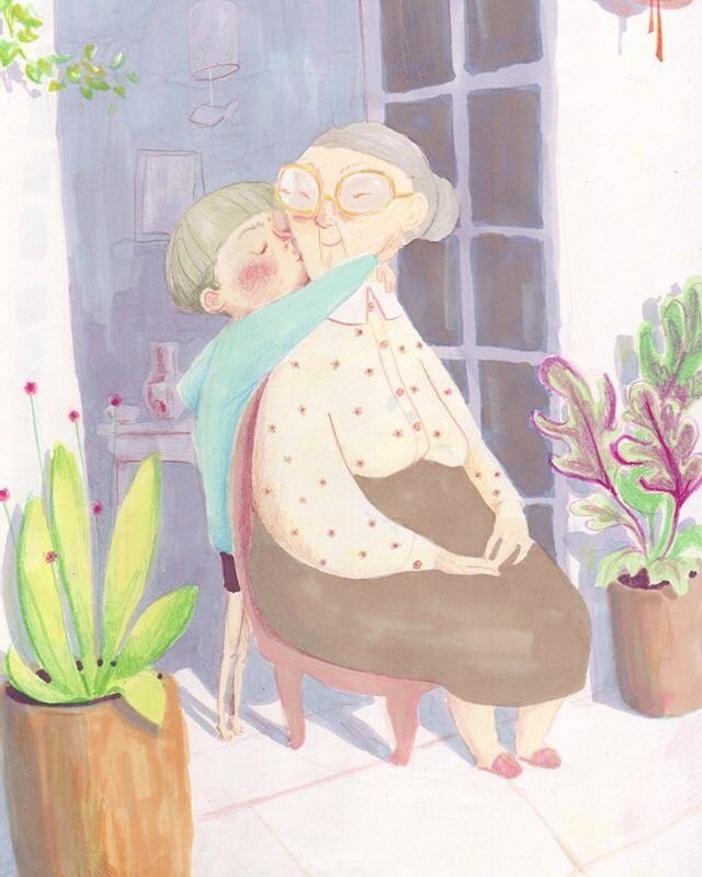 Рисунок Бабушка и внук