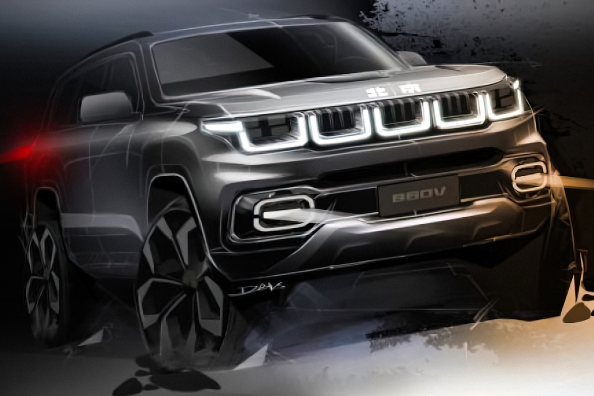 Рекламное изображение будущего Beijing BJ60 на рекламном рендере до премьеры оригинала 