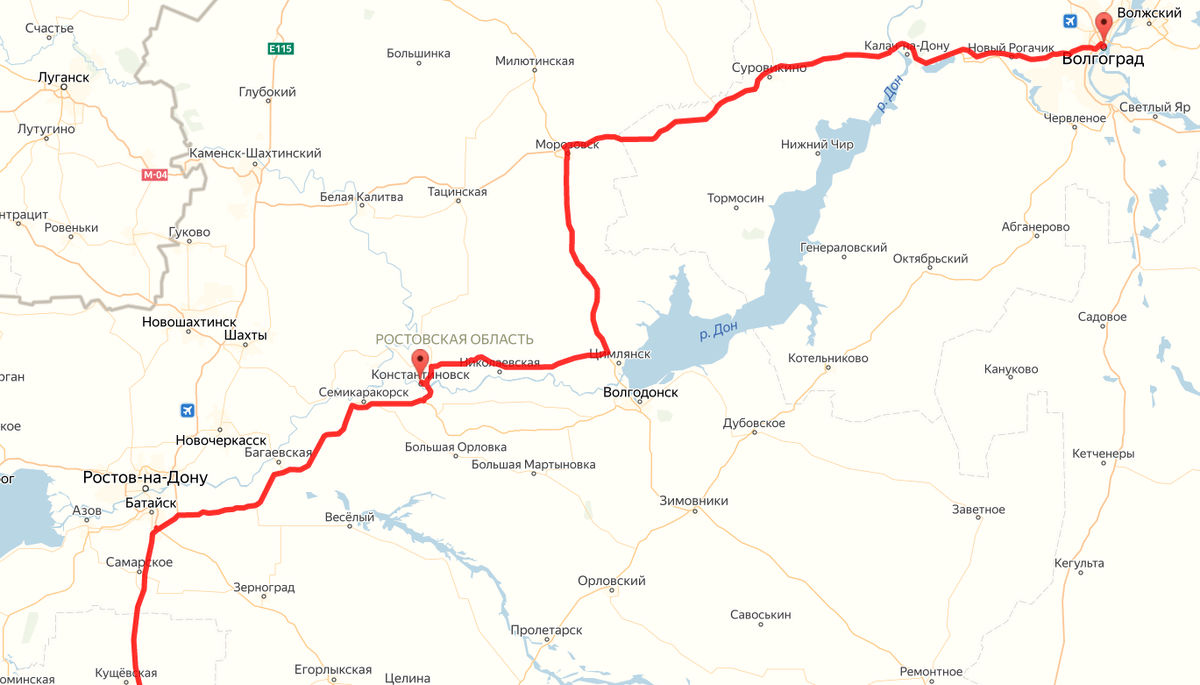 Волгоград ростов на дону карта