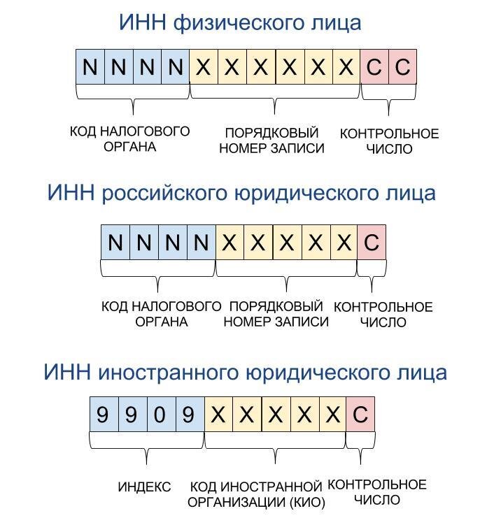             Схема структуры ИНН (Индификационного номера налогоплательщика)