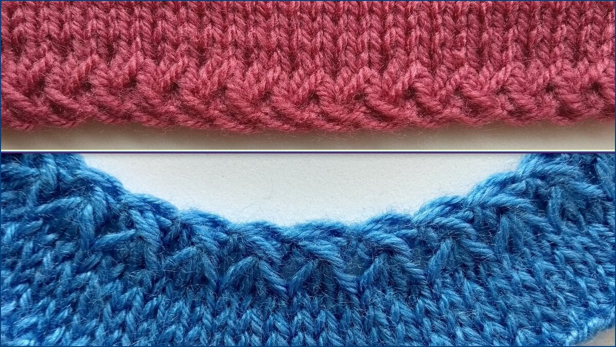 Край изделия спицами зубчиками. Отделка вязаных изделий. Как красиво оформить край. Красивый край резинки. Вязание края изделия спицами.
