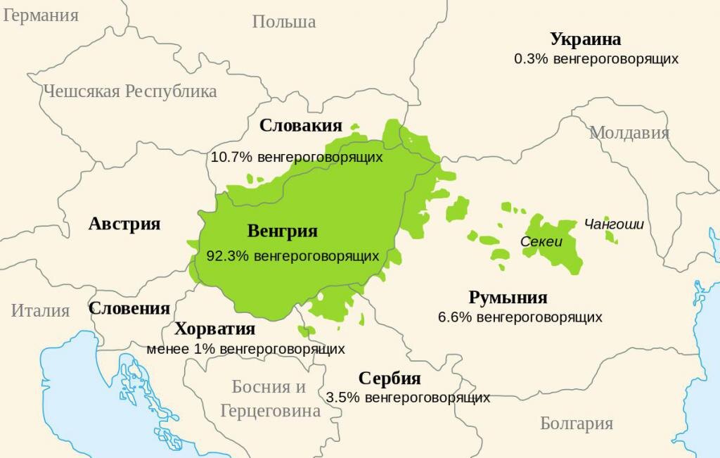 где распространен венгерский язык
