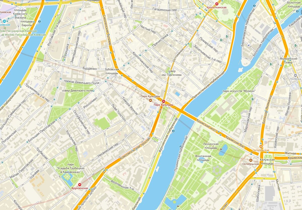 Карта парк культуры москва