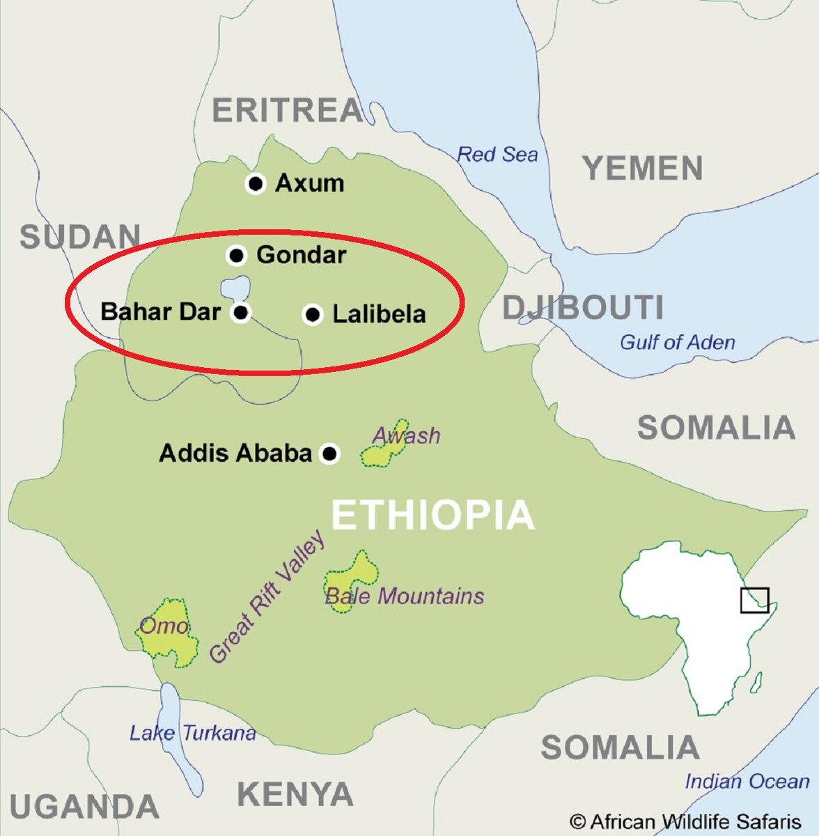 Гондор, Рохан и Барад Дур на карте Эфиопии