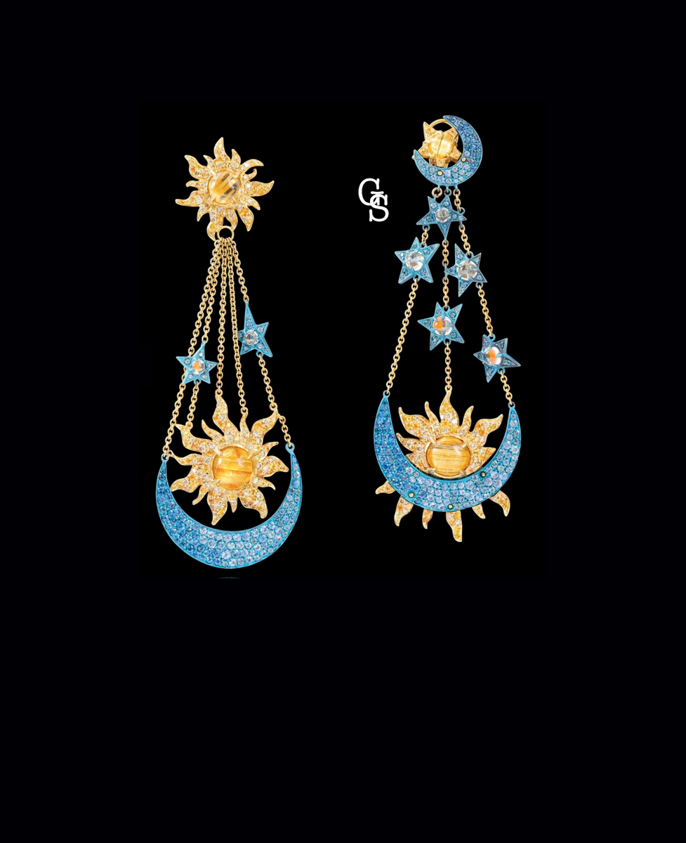 Коллекция "Мария-Антуанетта", серьги "день и ночь", тигровый глаз, голубые и желтые сапфиры, бриллианты. Статьи или видео я стараюсь публиковать каждый день после 18:00 по мск. Правда, не всегда успеваю))