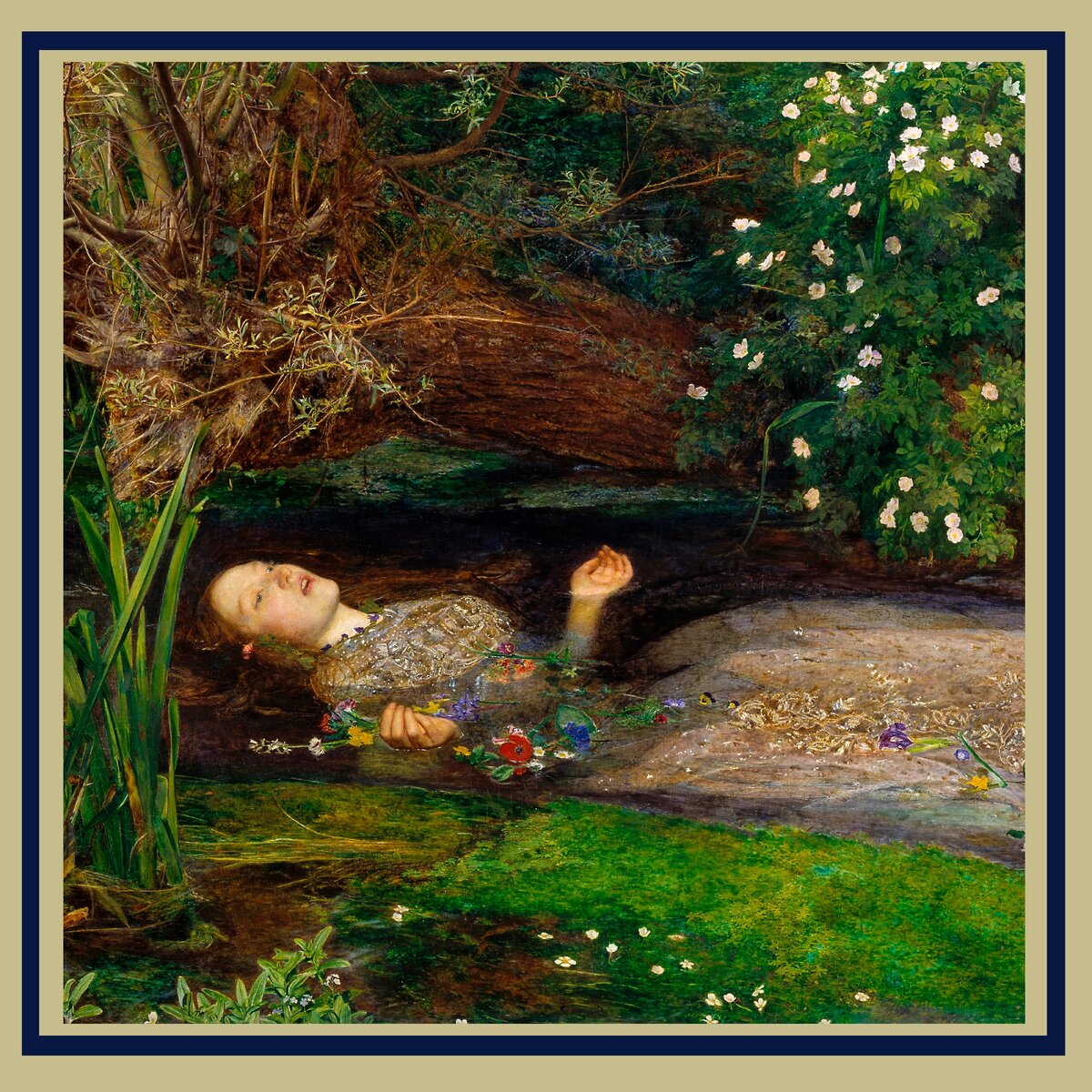 Фрагмент картины "Офелия" Джон Эверетт Миллес