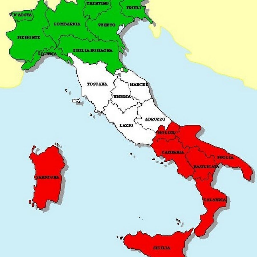 Карта севера италии с городами на русском