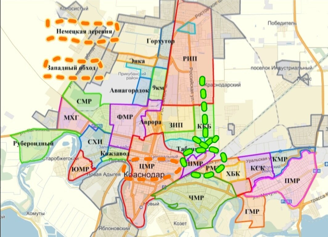 Краснодар центральный район карта