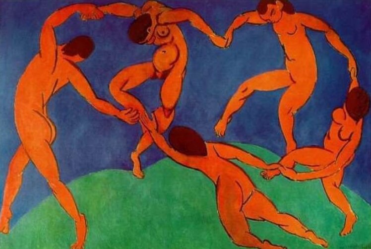 Анри Матисс. Танец. холст, масло 1910 г.  Из собрания Эрмитажа. Санкт-Петербург.