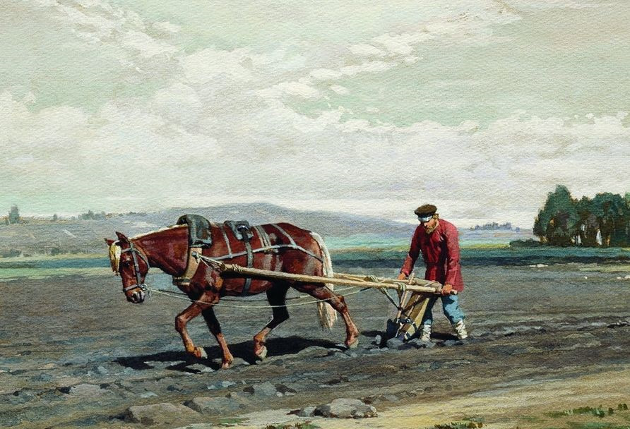 "На пашне", картина Н.Д. Дмитриева-Оренбургского