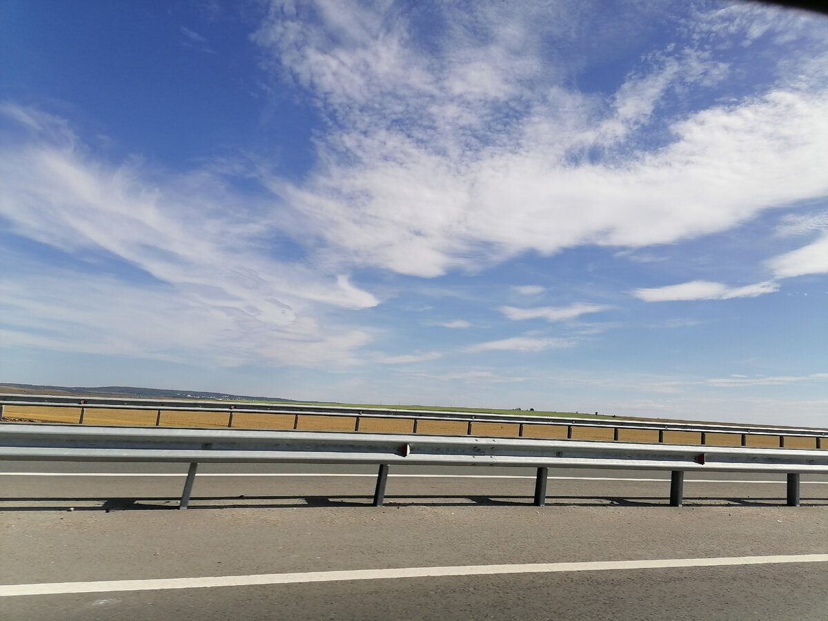 Это иллюстрация к следующему абзацу. Полдороги мы привыкали к тому, что в русском языке называется словом "степь". Странное, скажу я вам, ощущение, когда взгляд ни во что в пространстве упереться не может. 