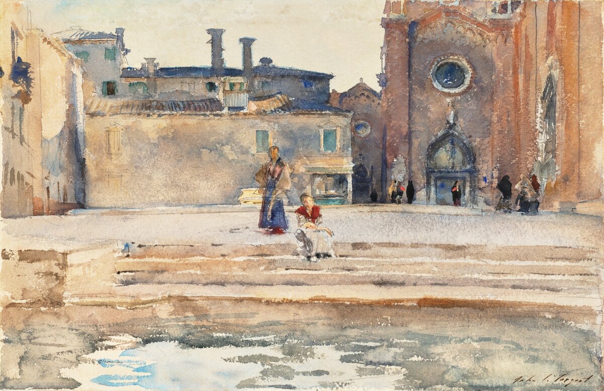 Campo dei Frari, Venice (ca. 1880) by John Singer Sargent. Original from The National Gallery of Art. Digitally enhanced by rawpixel.
