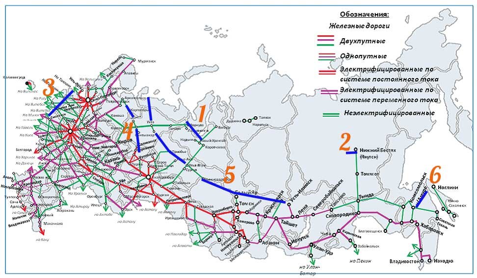 Карта с жд путями