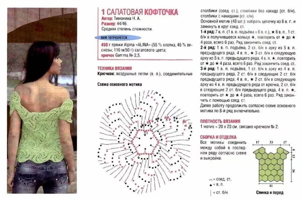 Летняя кофточка из хлопка схема