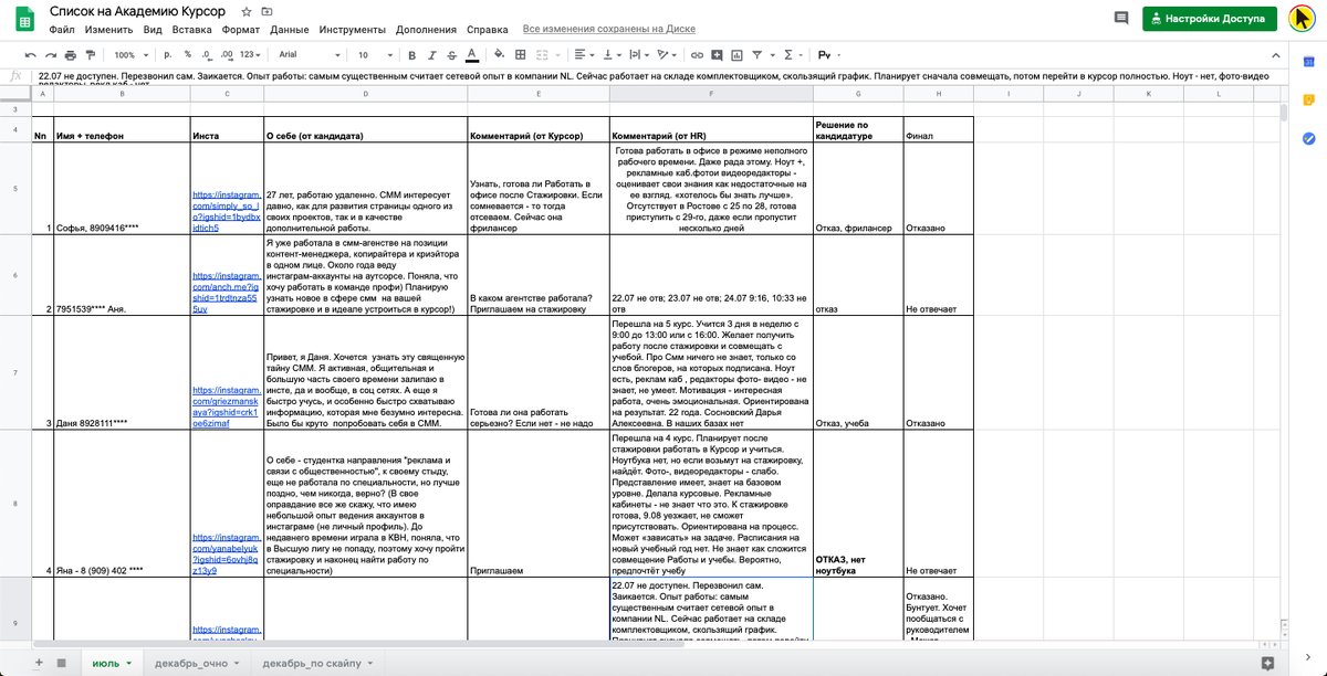 База кандидатов