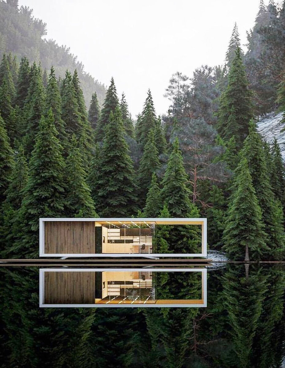 Модульный дом на берегу лесного озера. Источник homishome.com